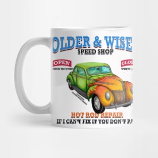 Older & Wiser Speed Shop Hot Rod Car Garage Novelty Gift Mug